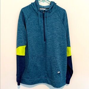 DSG Blue Quarter Zip Fleece Hoodie with Kangaroo Pocket Size XXL